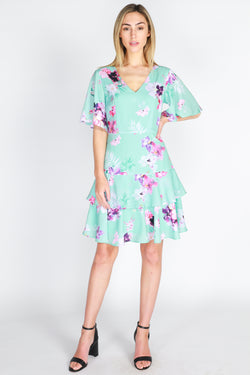 3RD Love Mint print Layered Dress