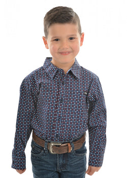Pure Western Boys Steve Print Button Down Long Sleeve Shirt