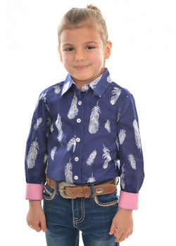 Pure Western Girl's Feather Print Long Sleeve Shirt