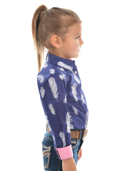Pure Western Girl's Feather Print Long Sleeve Shirt