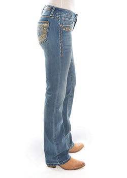 Wrangler Ladies Rock 47 True Blue 34 Leg Jeans