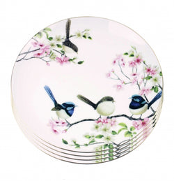 Blue Wren Print set of Four Plates