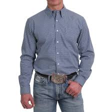 Cinch Men's Blue Diamond Geo Print Button Down Long Sleeve Shirt