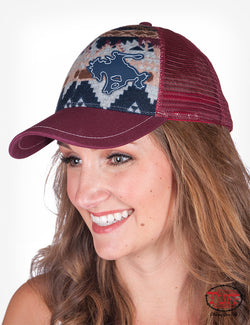 Cowgirl Tuff Maroon Aztec Trucker Cap
