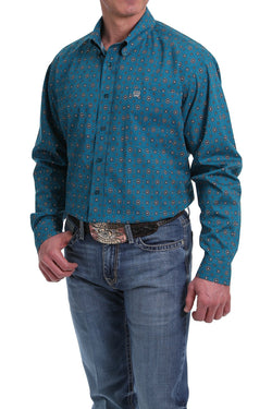 Cinch Men's Geo Print Button Down Long Sleeve Shirt