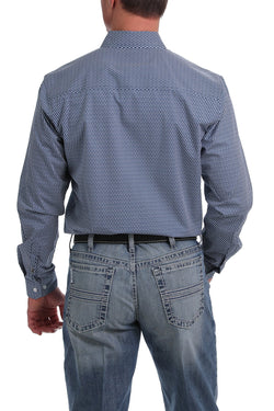 Cinch Men's Blue Diamond Geo Print Button Down Long Sleeve Shirt