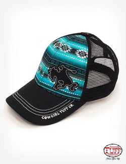 Cowgirl Tuff Black & Turquoise Aztec Bronc Cap